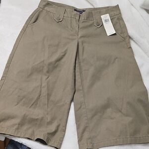 Context Tan Bermuda Shorts Cotton Blend Knee-Length